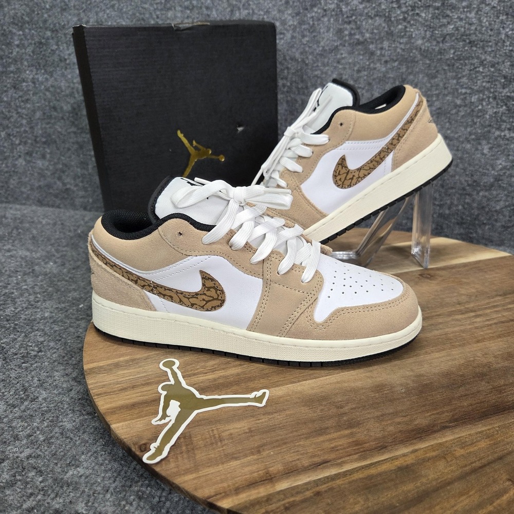 Nike Air Jordan 1 Low SE Shoes Youth Size 5Y Hemp British Tan White DZ5368-201